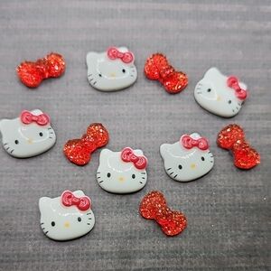 Hello Kitty Glittery Red and White Embellishments